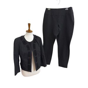 Cabi 5156 Seaside Chic Polka Dot Set Suit Cropped Blazer Jacket & Pants Size 10